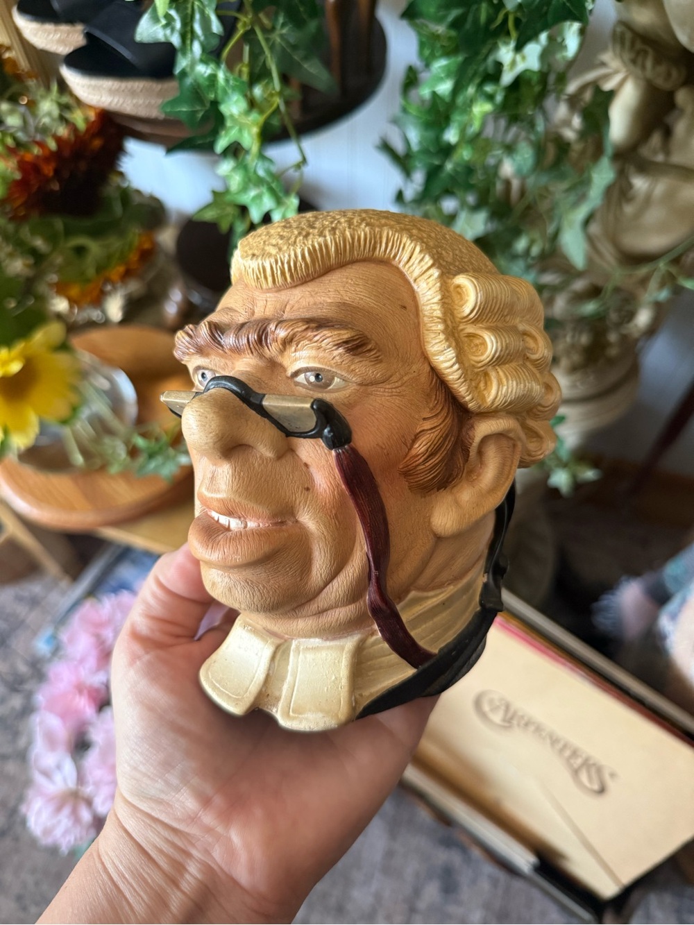 Vtg English Chalkware Ceramic Head Figurine